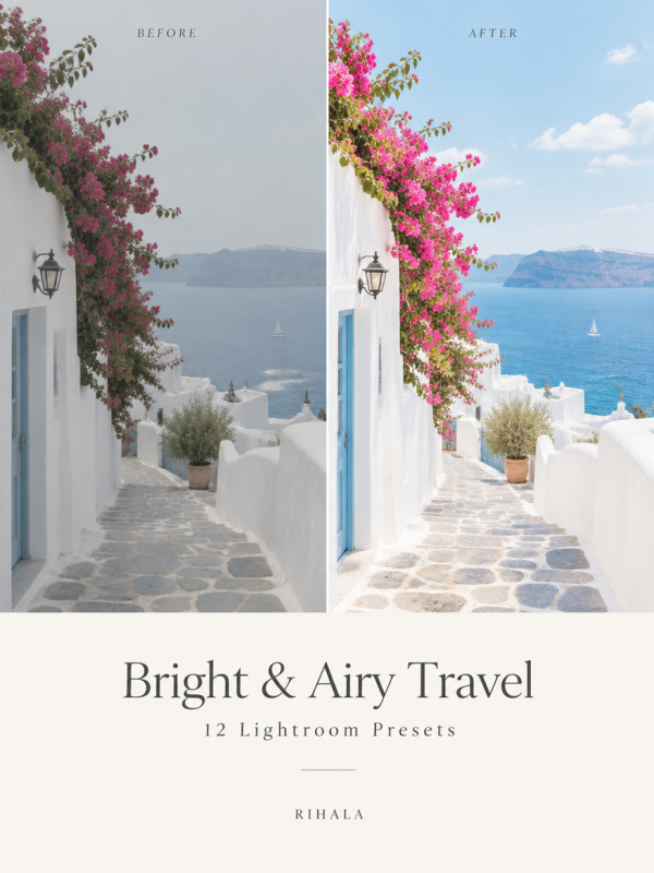 Bright & Airy Travel — 12 Lightroom Presets Pack
