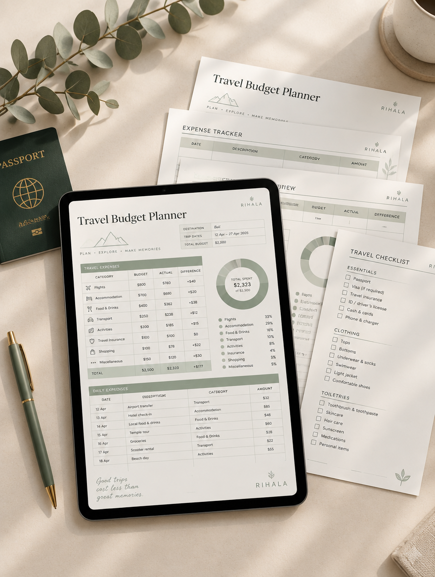 Travel Budget Planner — Fillable PDF